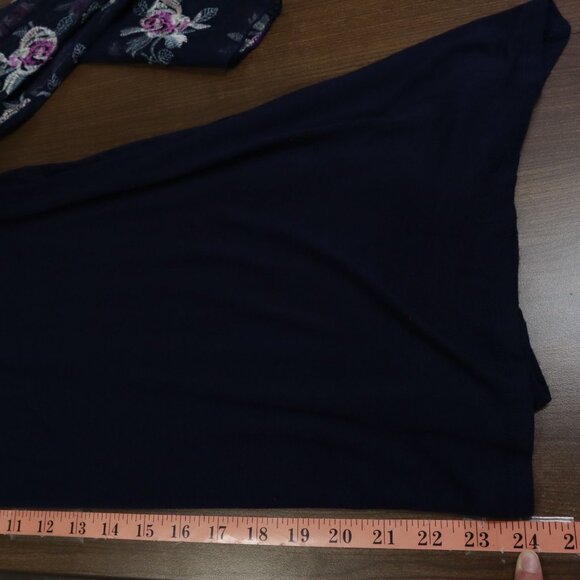 Chenault Sheer Embroidered Top Womens XL Navy Feminine Boho Grannycore Bloomcore - Picture 13 of 16